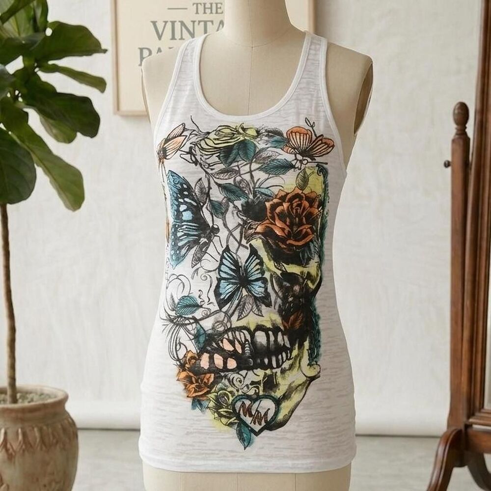 Metal-mulisha Women's Skull Garden Butterfly T-shirt
